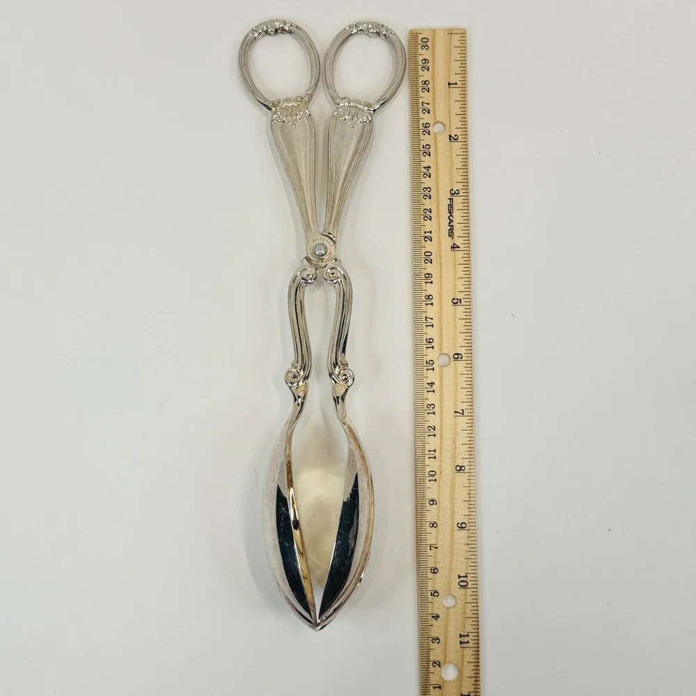 Gorham Heritage Silver Plated Pastry Salad Tongs Italy Ornate‎ Serving Vtg 11